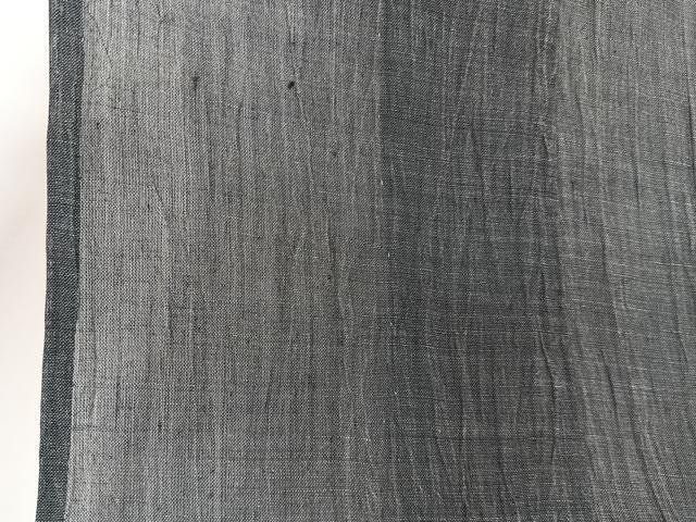 平和屋着物＊夏物　男性　本場小千谷縮　墨色　麻　逸品　CABJ4374xi