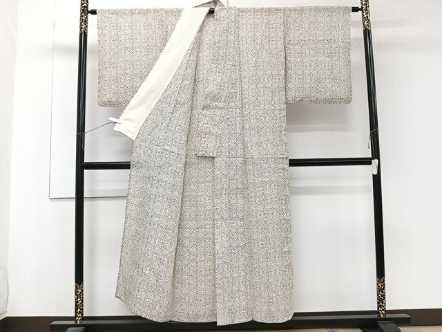 平和屋着物＊夏物　本場小千谷縮　菱花文　麻　逸品　CABJ4379xi