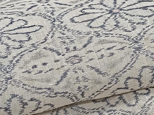 平和屋着物＊夏物　本場小千谷縮　菱花文　麻　逸品　CABJ4379xi