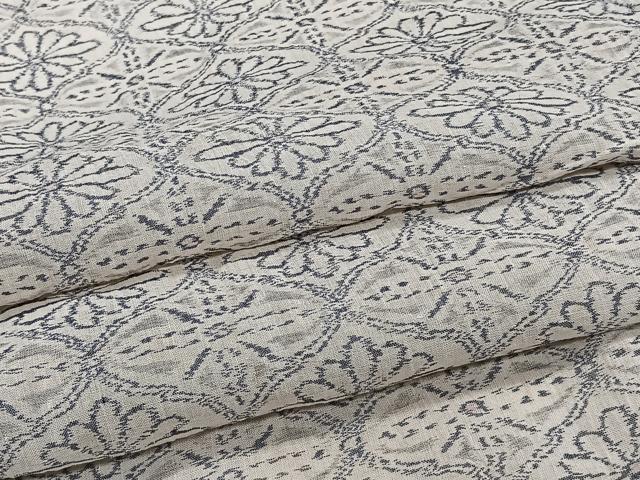 平和屋着物＊夏物　本場小千谷縮　菱花文　麻　逸品　CABJ4379xi