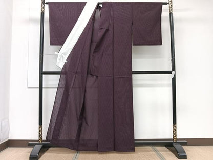 平和屋着物＊夏物　色無地　網目紋紗　似紫色　正絹　逸品　未使用　CABJ4380xi