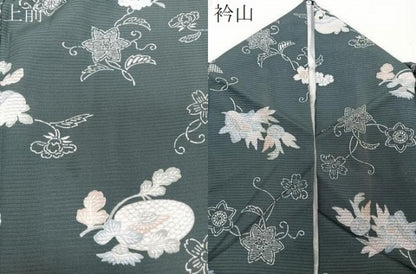 平和屋着物＊夏物　小紋　絽　型染め　草花文　正絹　逸品　CABJ4381xi
