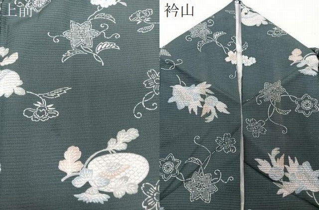 平和屋着物＊夏物　小紋　絽　型染め　草花文　正絹　逸品　CABJ4381xi