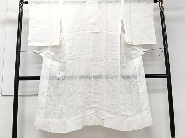 平和屋着物＊夏物　長襦袢　草花紋紗　白練色　麻　逸品　CABJ4382xi