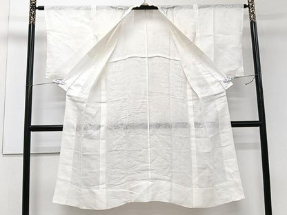平和屋着物＊夏物　長襦袢　草花紋紗　白練色　麻　逸品　CABJ4382xi