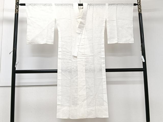 平和屋着物＊夏物　長襦袢　草花紋紗　白練色　麻　逸品　CABJ4382xi