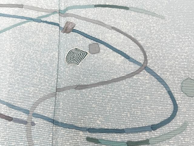 平和屋着物＊夏物　訪問着　絽　駒刺繍　抽象文　銀彩　正絹　逸品　CABJ4383xi