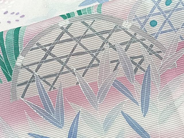 平和屋着物＊夏物　訪問着　絽　籬流水風景文　銀彩　正絹　逸品　CABJ4389xi