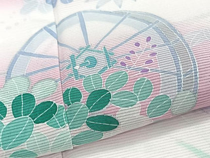 平和屋着物＊夏物　訪問着　絽　籬流水風景文　銀彩　正絹　逸品　CABJ4389xi