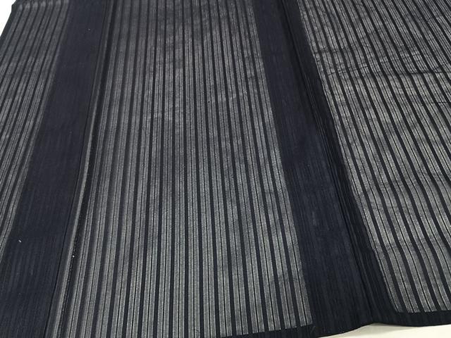 平和屋着物＊夏物　色無地　縞紋紗　縞　濃鼠色　正絹　逸品　CABJ4390xi