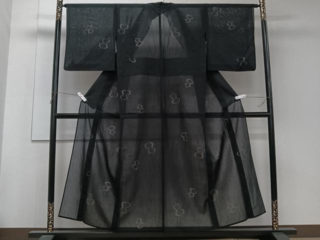 平和屋着物＊夏物　紗紬　80亀甲　瓢箪文　正絹　逸品　CABJ4393xi