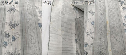 平和屋着物＊夏物　紗紬　間道花文　正絹　逸品　CABJ4395xi