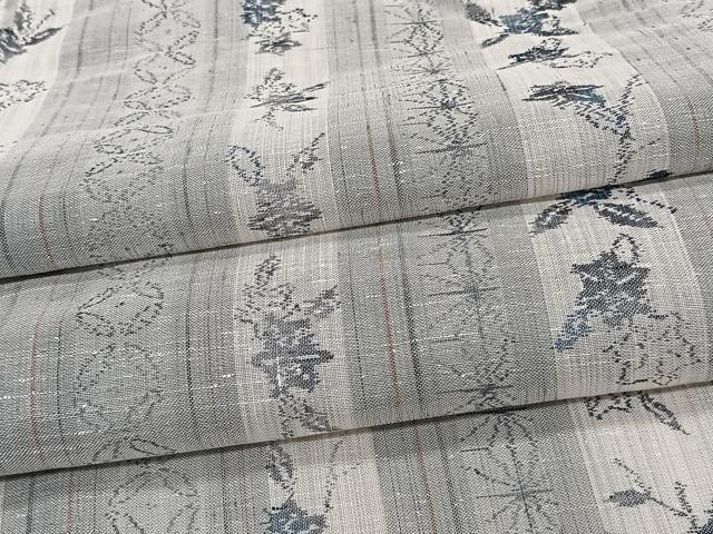 平和屋着物＊夏物　紗紬　間道花文　正絹　逸品　CABJ4395xi