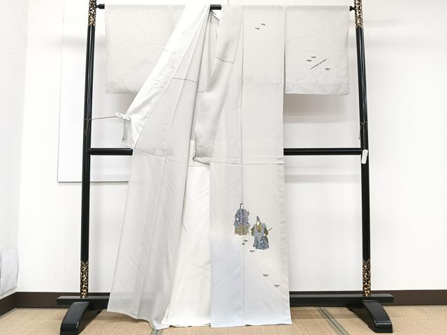 平和屋着物＊夏物　訪問着　絽　宮腰織物　歌舞伎　笛　檜扇　五泉　反端付き　正絹　逸品　CABJ4399xi