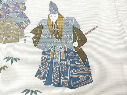 平和屋着物＊夏物　訪問着　絽　宮腰織物　歌舞伎　笛　檜扇　五泉　反端付き　正絹　逸品　CABJ4399xi