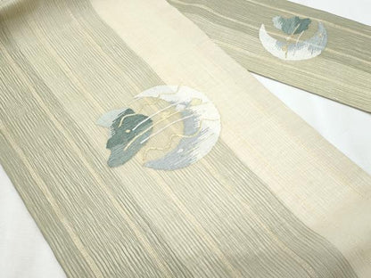 平和屋着物＊夏物　九寸名古屋帯　月　金銀糸　正絹　逸品　CABJ4402fb