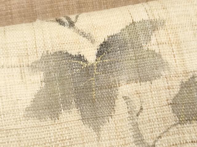 平和屋着物＊夏物　染色作家　桐山紫香　手描き　九寸名古屋帯　枝花文　麻　逸品　CABJ4404fb