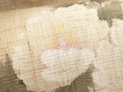 平和屋着物＊夏物　染色作家　桐山紫香　手描き　九寸名古屋帯　枝花文　麻　逸品　CABJ4404fb