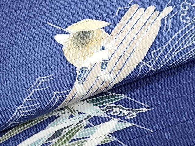 平和屋着物＊夏物　塩瀬　九寸名古屋帯　友禅　作家物　人物筏楓文　正絹　逸品　CABJ4405fb