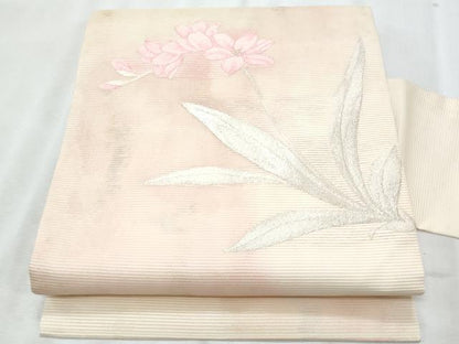 平和屋着物＊夏物　九寸名古屋帯　枝花文　金銀糸　正絹　逸品　CABJ4407fb