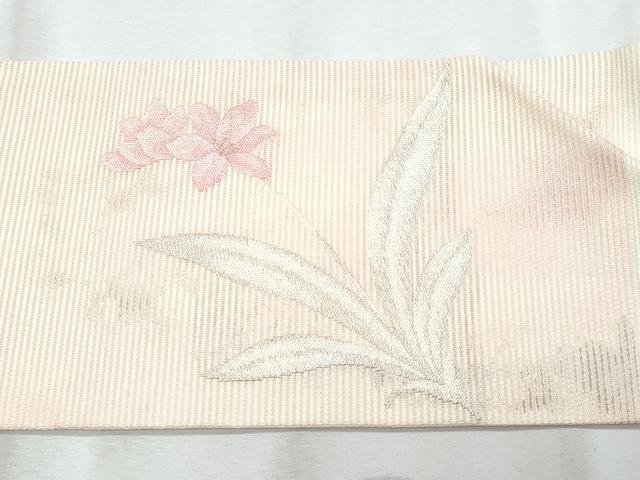 平和屋着物＊夏物　九寸名古屋帯　枝花文　金銀糸　正絹　逸品　CABJ4407fb