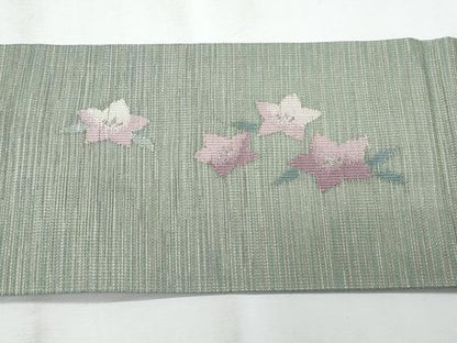 平和屋着物＊夏物　九寸名古屋帯　桔梗　銀糸　正絹　逸品　CABJ4409fb