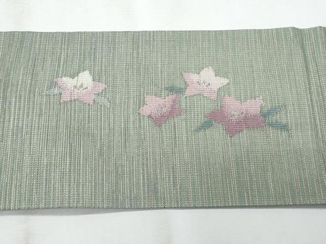 平和屋着物＊夏物　九寸名古屋帯　桔梗　銀糸　正絹　逸品　CABJ4409fb