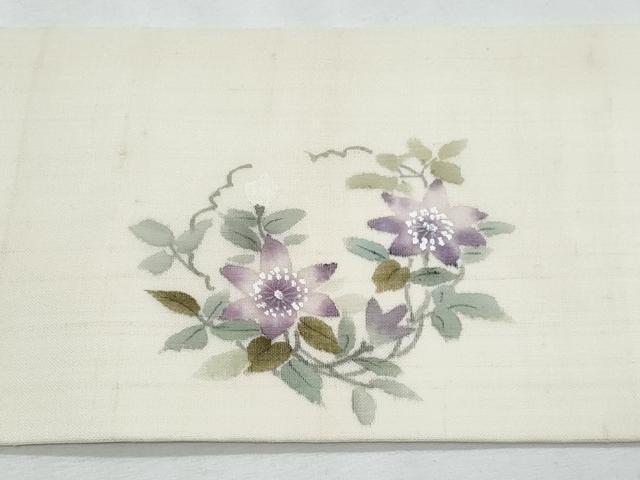 平和屋着物＊夏物　九寸名古屋帯　手描き　枝花文　正絹　逸品　CABJ4413fb
