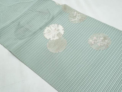 平和屋着物＊夏物　八寸名古屋帯　絽刺し　区限刺繍　駒刺繍　絽綴れ　雪輪枝花文　正絹　逸品　CABJ4414fb