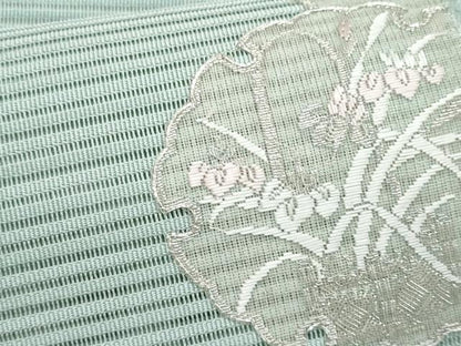 平和屋着物＊夏物　八寸名古屋帯　絽刺し　区限刺繍　駒刺繍　絽綴れ　雪輪枝花文　正絹　逸品　CABJ4414fb