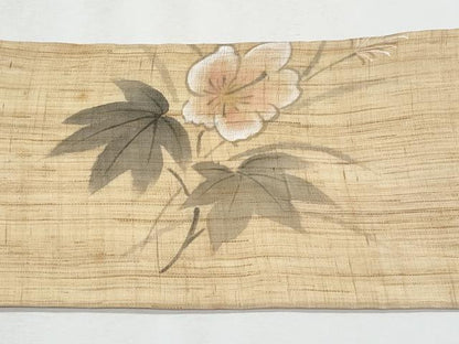 平和屋着物＊夏物　九寸名古屋帯　作家物　手描き　枝花文　麻　逸品　CABJ4416fb