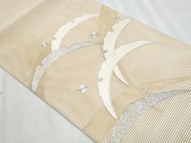 平和屋着物＊夏物　八寸名古屋帯　駒刺繍　絽綴れ　露芝文　銀糸　正絹　逸品　CABJ4417fb