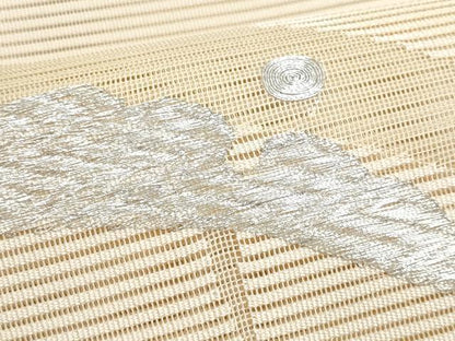 平和屋着物＊夏物　八寸名古屋帯　駒刺繍　絽綴れ　露芝文　銀糸　正絹　逸品　CABJ4417fb