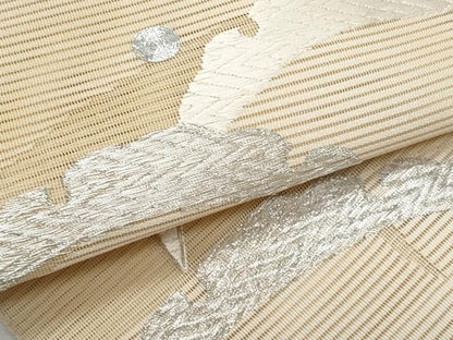 平和屋着物＊夏物　八寸名古屋帯　駒刺繍　絽綴れ　露芝文　銀糸　正絹　逸品　CABJ4417fb