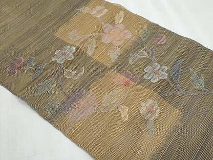 平和屋着物＊夏物　1854年創業　帯屋捨松　八寸名古屋帯　枝花文　正絹　逸品　CABJ4420fb