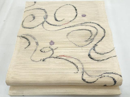 平和屋着物＊夏物　1854年創業　帯屋捨松　八寸名古屋帯　流水文　正絹　逸品　CABJ4421fb