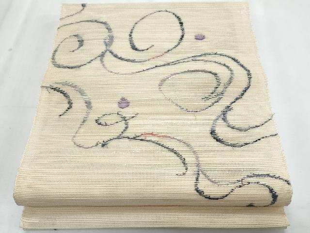 平和屋着物＊夏物　1854年創業　帯屋捨松　八寸名古屋帯　流水文　正絹　逸品　CABJ4421fb