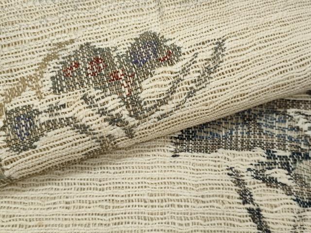 平和屋着物＊夏物　八寸名古屋帯　枝花文　正絹　逸品　CABJ4424fb