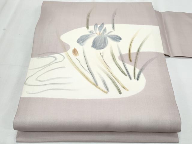 平和屋着物＊夏物　九寸名古屋帯　手描き　杜若　正絹　逸品　CABJ4425fb