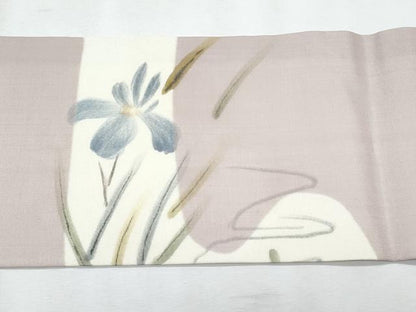 平和屋着物＊夏物　九寸名古屋帯　手描き　杜若　正絹　逸品　CABJ4425fb