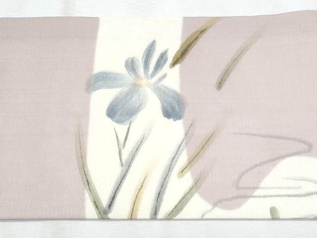 平和屋着物＊夏物　九寸名古屋帯　手描き　杜若　正絹　逸品　CABJ4425fb