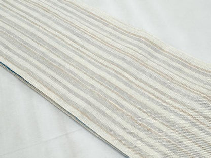 平和屋着物＊夏物　両面　半幅帯　縞　麻　逸品　CABJ4434fb