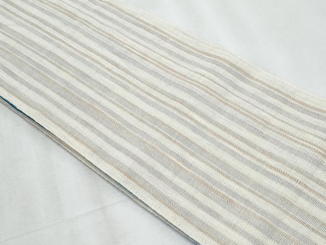 平和屋着物＊夏物　両面　半幅帯　縞　麻　逸品　CABJ4434fb