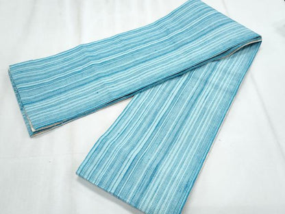 平和屋着物＊夏物　両面　半幅帯　縞　麻　逸品　CABJ4434fb