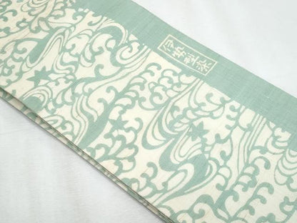 平和屋着物＊夏物　半幅帯　伊勢型染　立波文　麻　逸品　CABJ4440fb