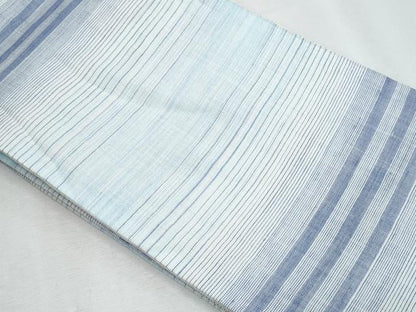 平和屋着物＊夏物　両面　半幅帯　横段文　麻　逸品　CABJ4445fb