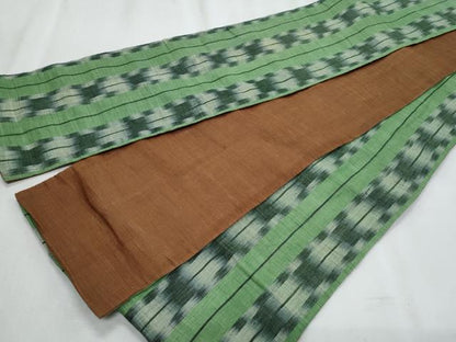 平和屋着物＊夏物　半幅帯　幾何学文様　麻　逸品　CABJ4447fb