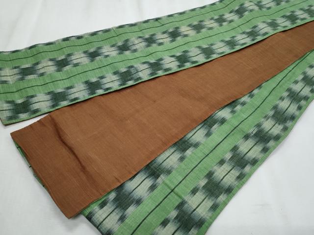 平和屋着物＊夏物　半幅帯　幾何学文様　麻　逸品　CABJ4447fb