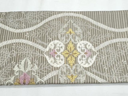 平和屋着物＊夏物　つけ帯　モール　立涌花文　金糸　正絹　逸品　CABJ4449fb