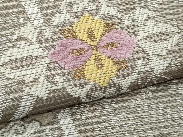 平和屋着物＊夏物　つけ帯　モール　立涌花文　金糸　正絹　逸品　CABJ4449fb